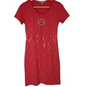 Cinema Donna Red Dress Gold Mask Detail Holiday Valentine's Theater S